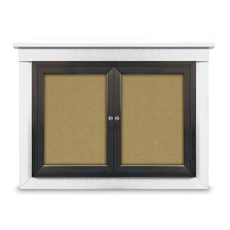United Visual Products 48"x36" 2-Door Enclosed Letterboard, Header, Black Vinyl/Lt Oak UV2624HD-LTOAK-LICORI
